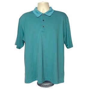 Blue Striped Short Sleeve Gold Polo L